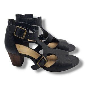 Clarks Artisan Deloria Kay Sandal Womens 7.5 Black Leather Heels